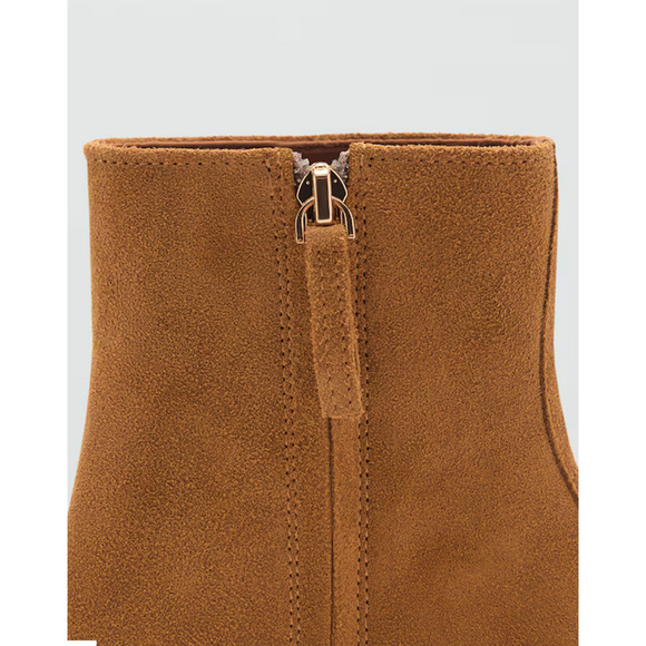 NEW MANGO MNG MEDIUM BROWN HEEL SUEDE ANKLE BOOTS BOOTIE 36 US 6 - Picture 4 of 9